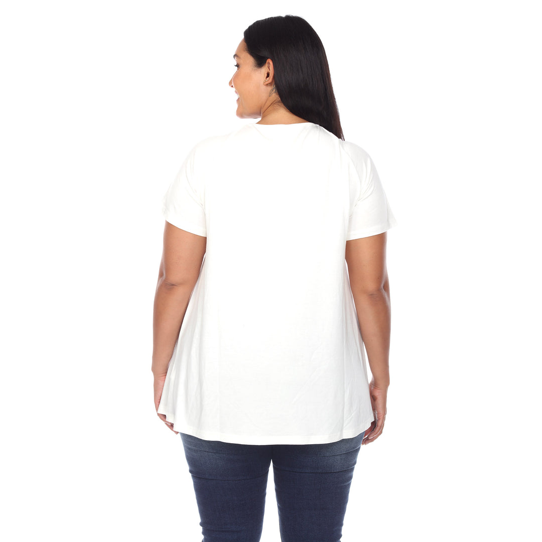 Women's Plus Size Crisscross Cutout Short Sleeve Top