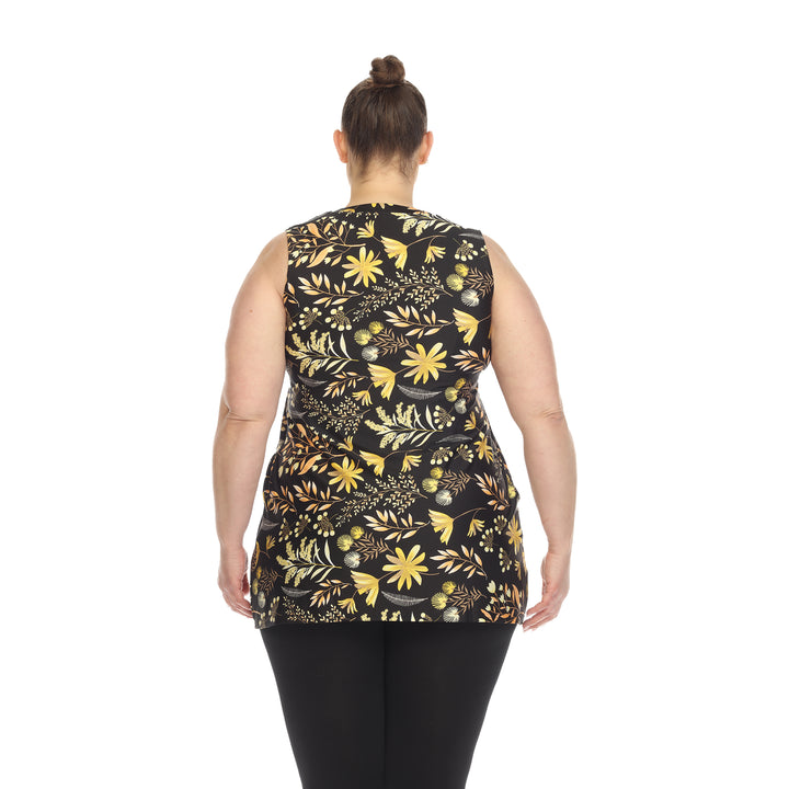 Women's Plus Size Floral Sleeveless Tunic Top