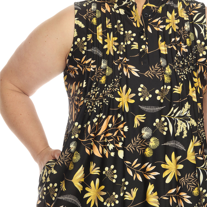 Women's Plus Size Floral Sleeveless Tunic Top