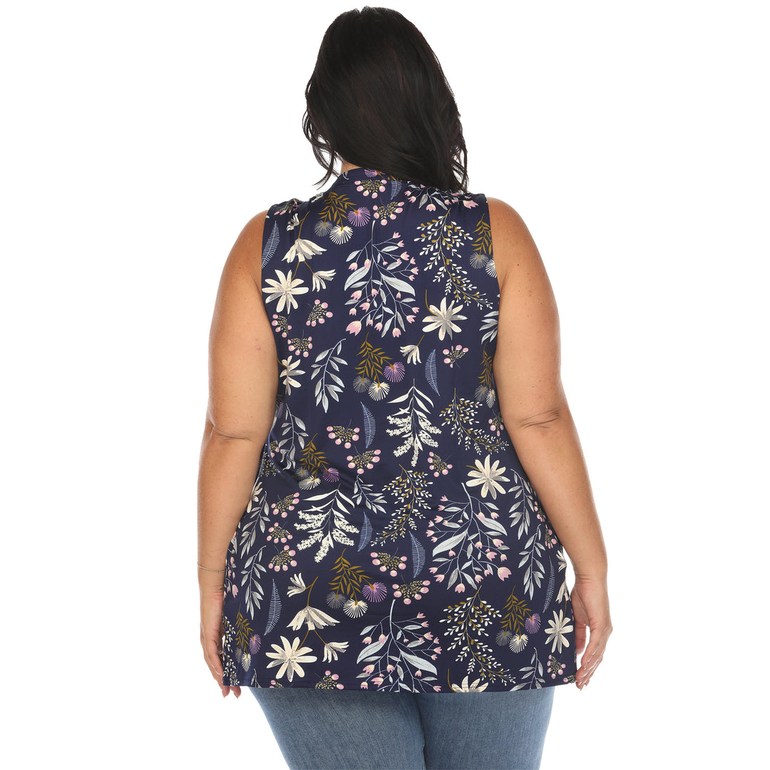 Women's Plus Size Floral Sleeveless Tunic Top