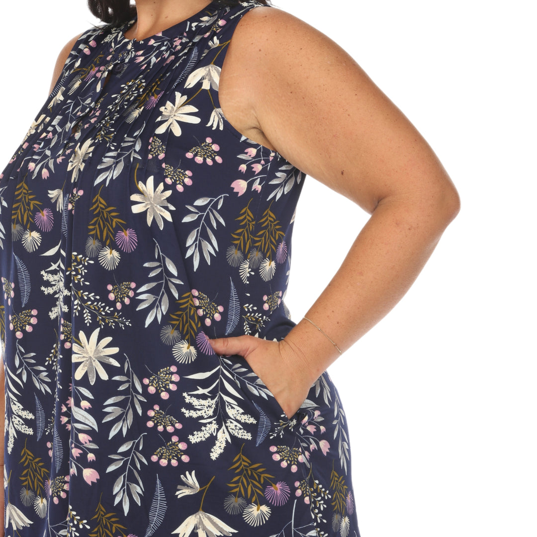 Women's Plus Size Floral Sleeveless Tunic Top