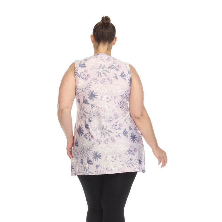 Women's Plus Size Floral Sleeveless Tunic Top