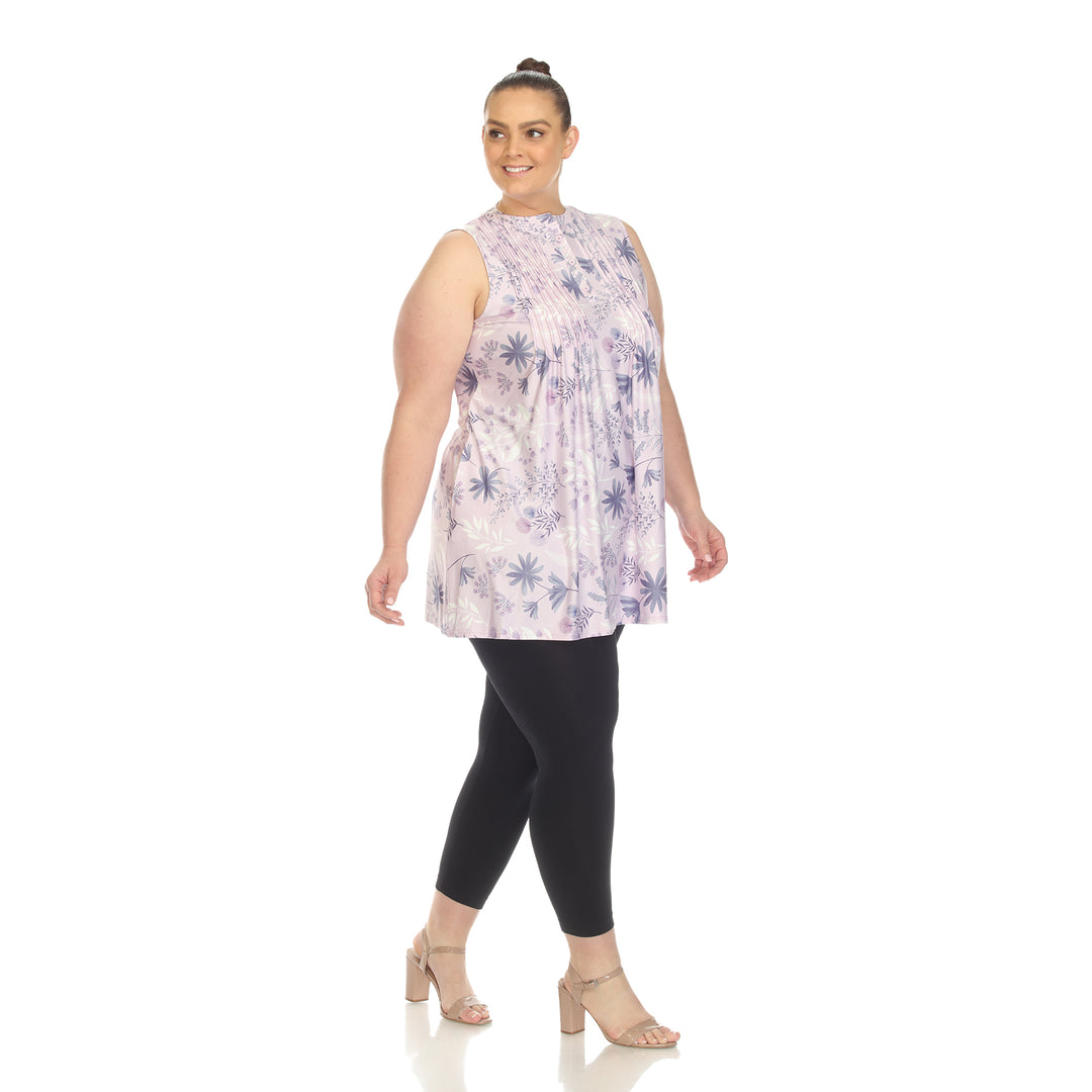 Women's Plus Size Floral Sleeveless Tunic Top