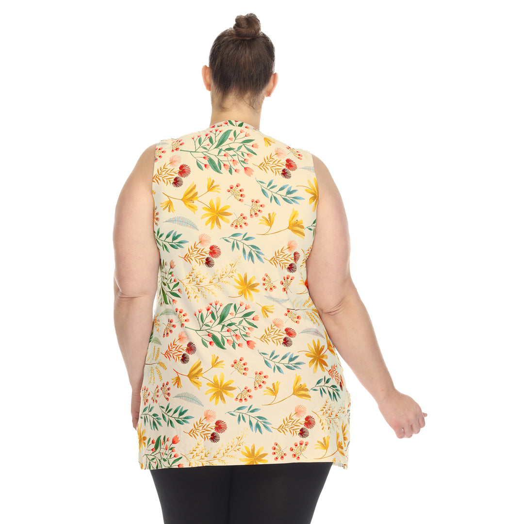 Women's Plus Size Floral Sleeveless Tunic Top