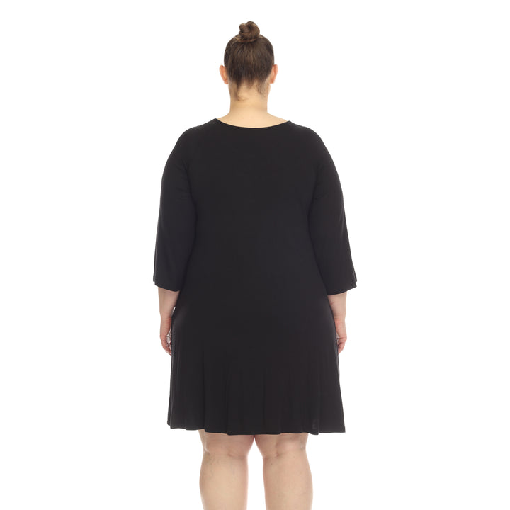 Women's Plus Size Criss Cross Neckline Swing Midi Dress