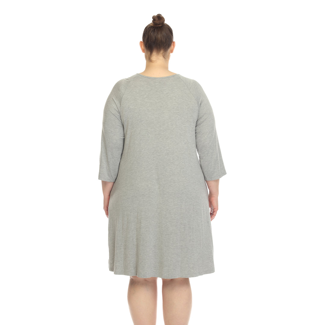 Women's Plus Size Criss Cross Neckline Swing Midi Dress