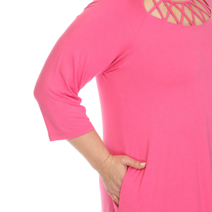 Women's Plus Size Criss Cross Neckline Swing Midi Dress