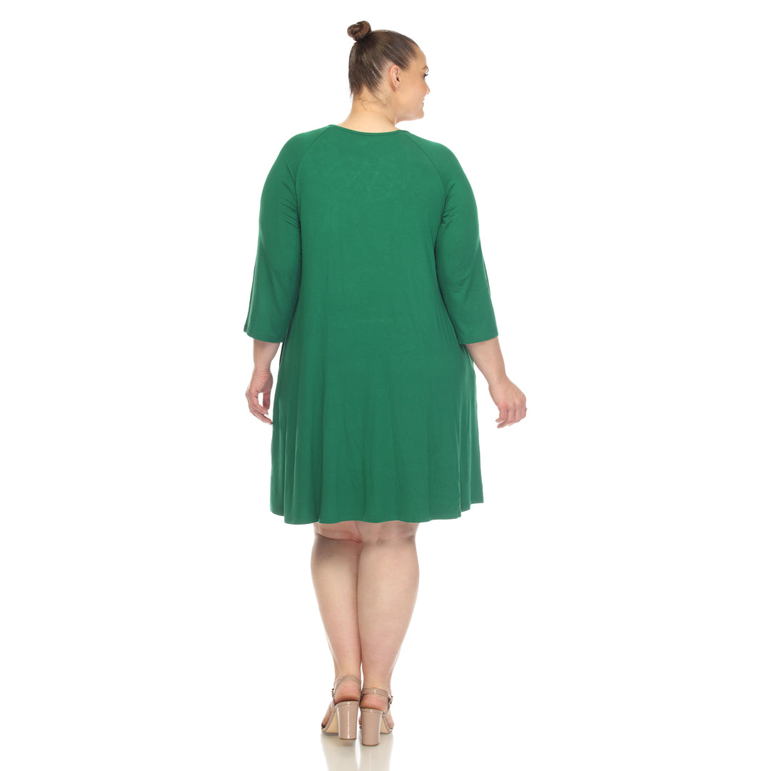 Women's Plus Size Criss Cross Neckline Swing Midi Dress