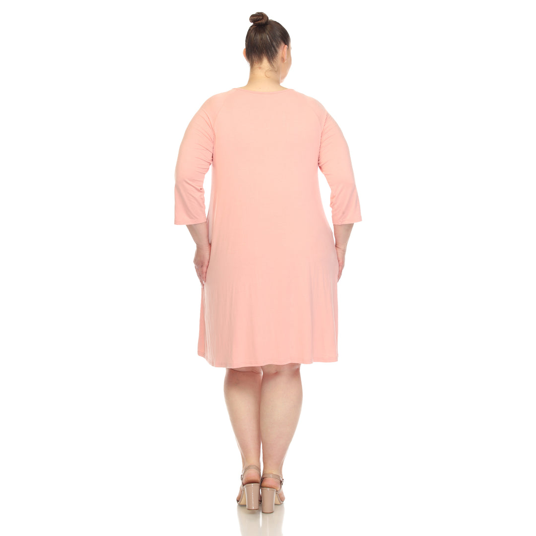 Women's Plus Size Criss Cross Neckline Swing Midi Dress