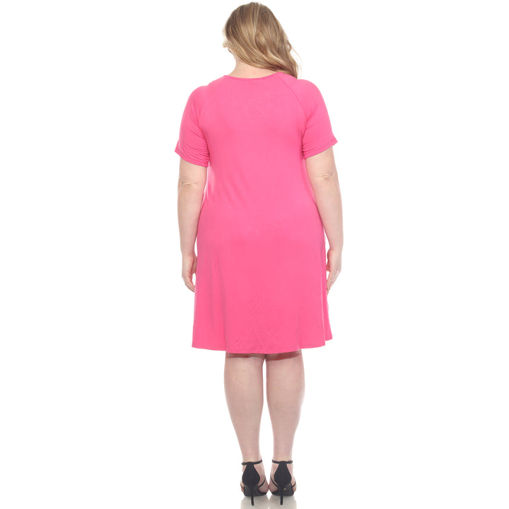 Plus Size Short Sleeve Criss-Cross Neck A-Line Dress