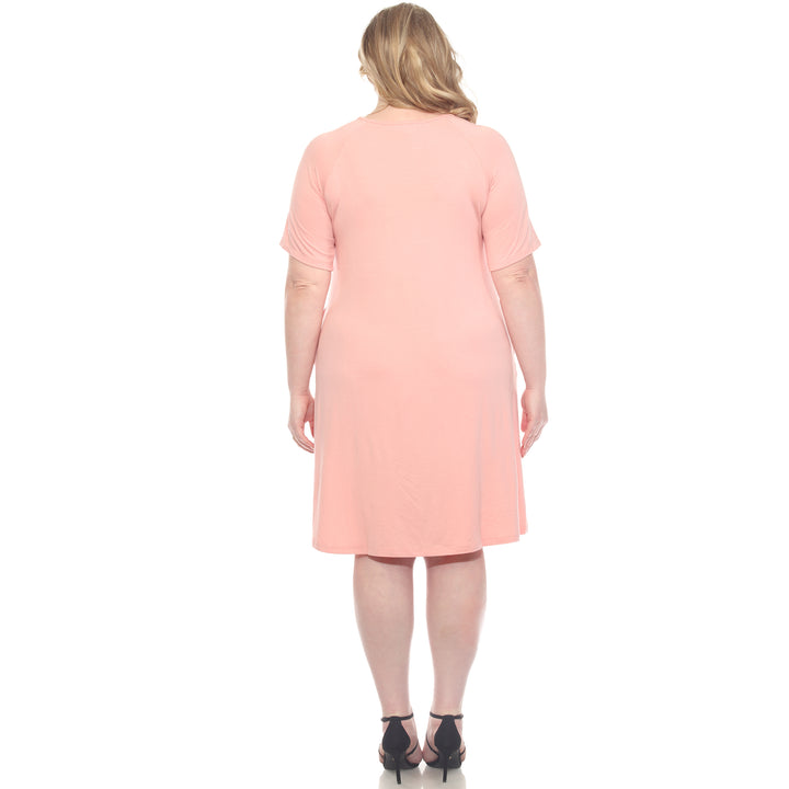 Plus Size Short Sleeve Criss-Cross Neck A-Line Dress