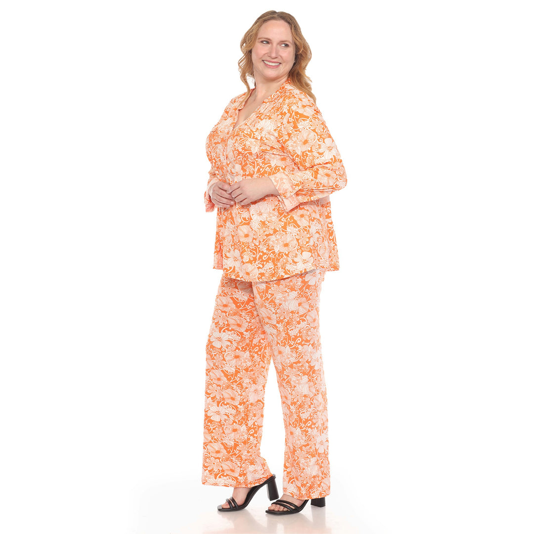 Plus Size 2-Piece Floral Print Tunic and Pant Set