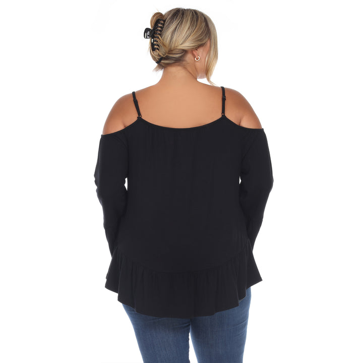 Women's Plus Size Cold Shoulder Ruffle Sleeve Top