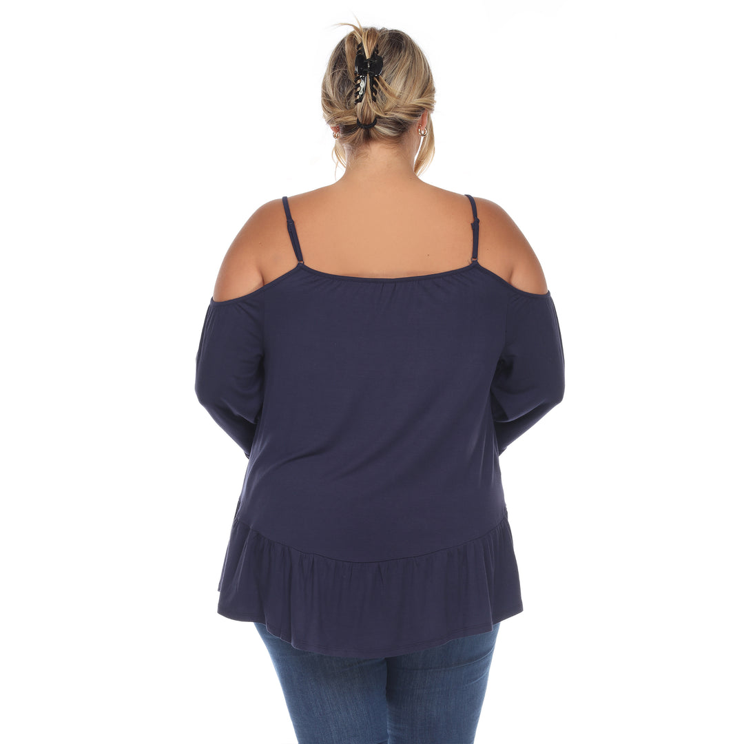 Women's Plus Size Cold Shoulder Ruffle Sleeve Top