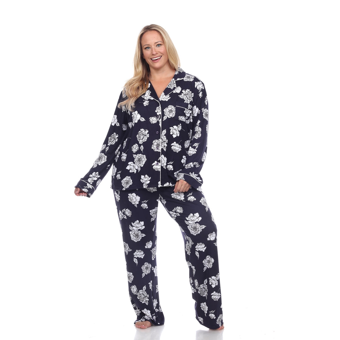 Women's Plus Size Long Sleeve Floral Pajama Set