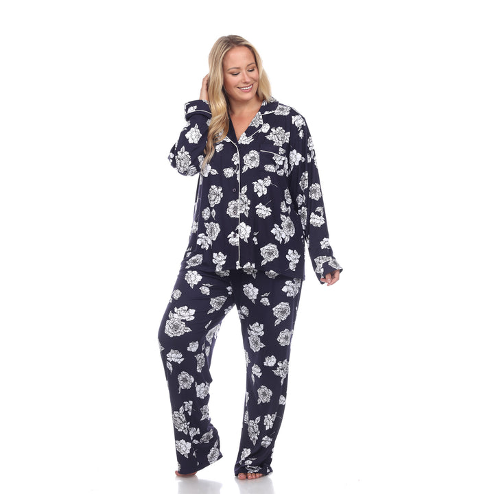 Women's Plus Size Long Sleeve Floral Pajama Set