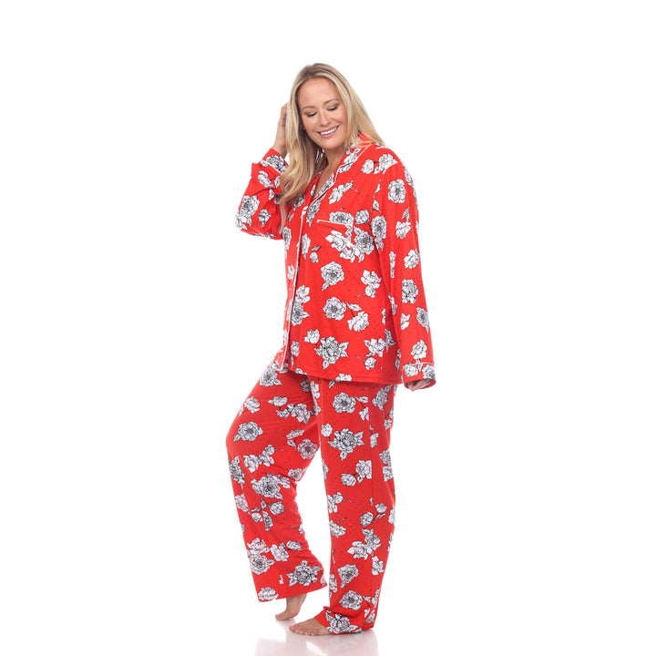 Women's Plus Size Long Sleeve Floral Pajama Set