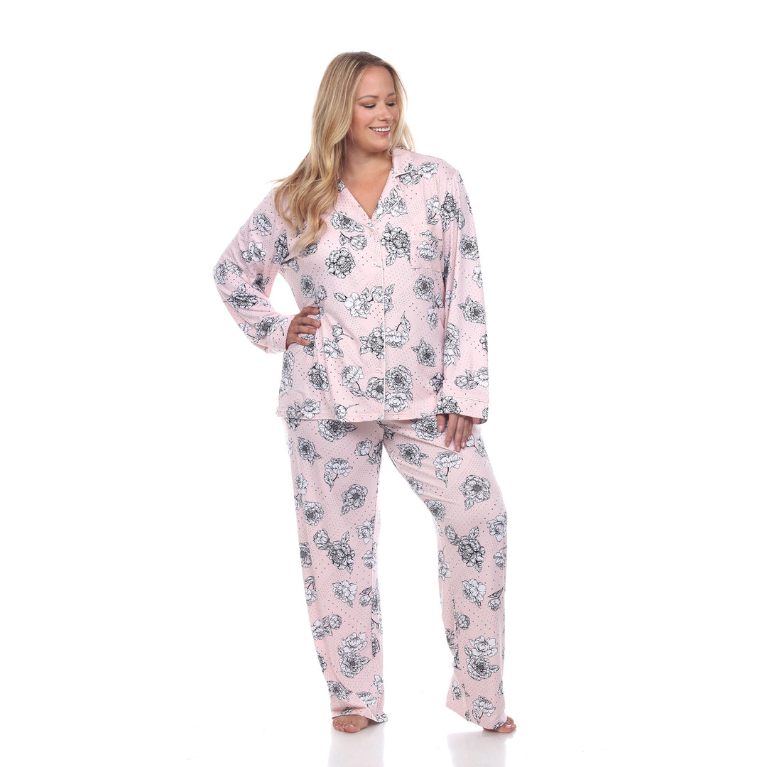 Women's Plus Size Long Sleeve Floral Pajama Set