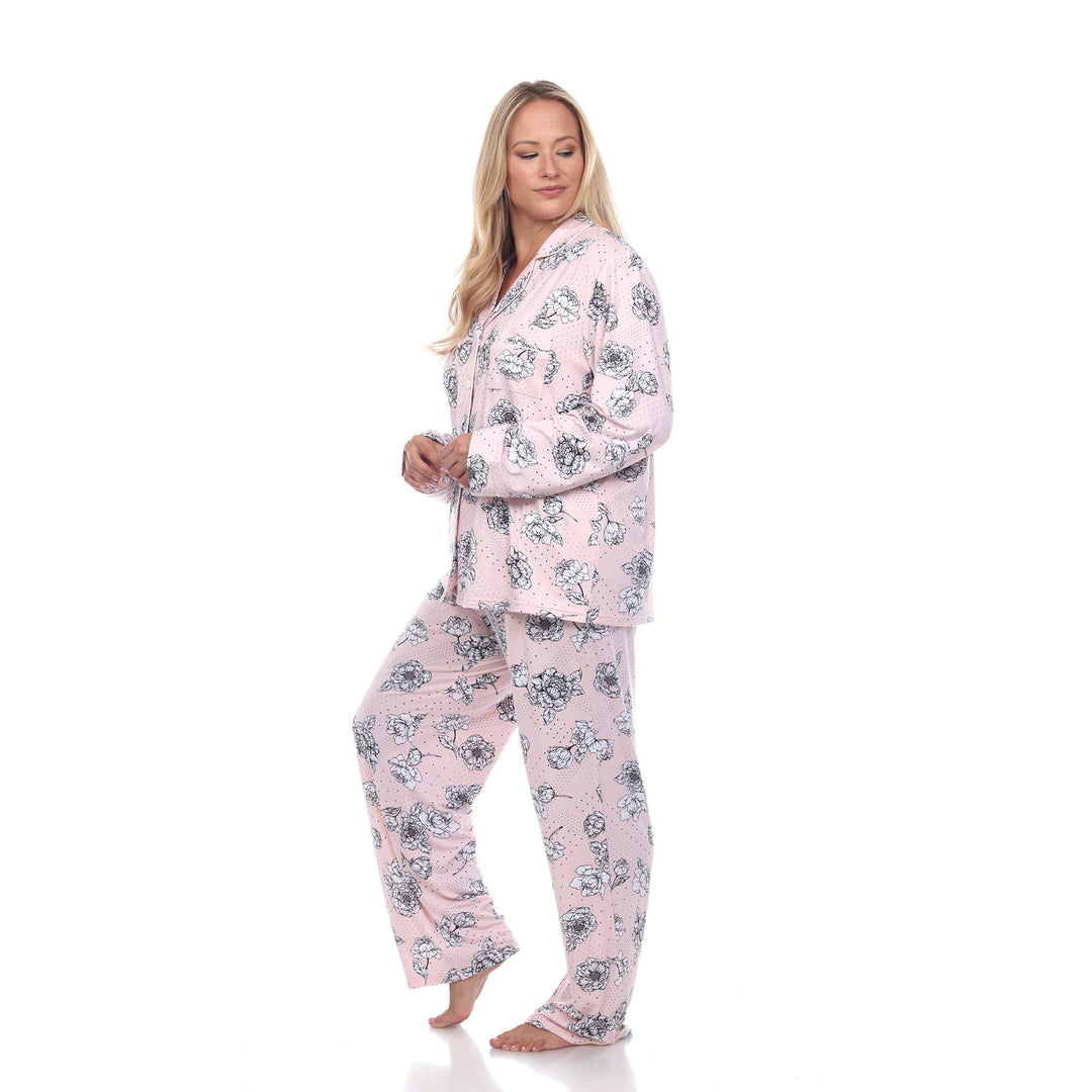 Women's Plus Size Long Sleeve Floral Pajama Set