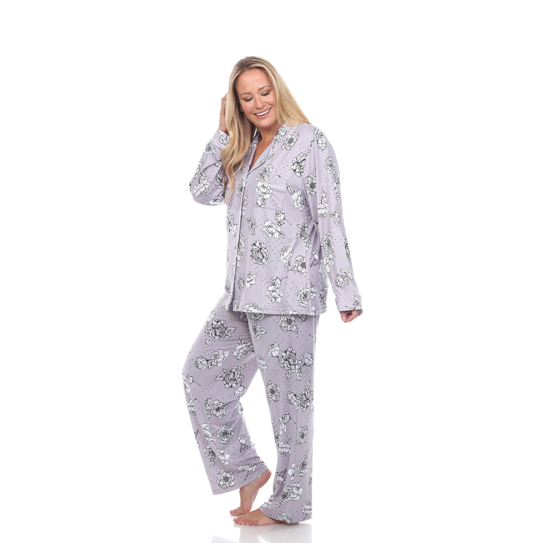 Women's Plus Size Long Sleeve Floral Pajama Set