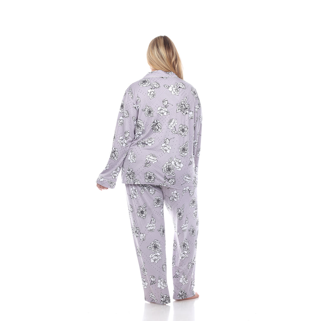Women's Plus Size Long Sleeve Floral Pajama Set