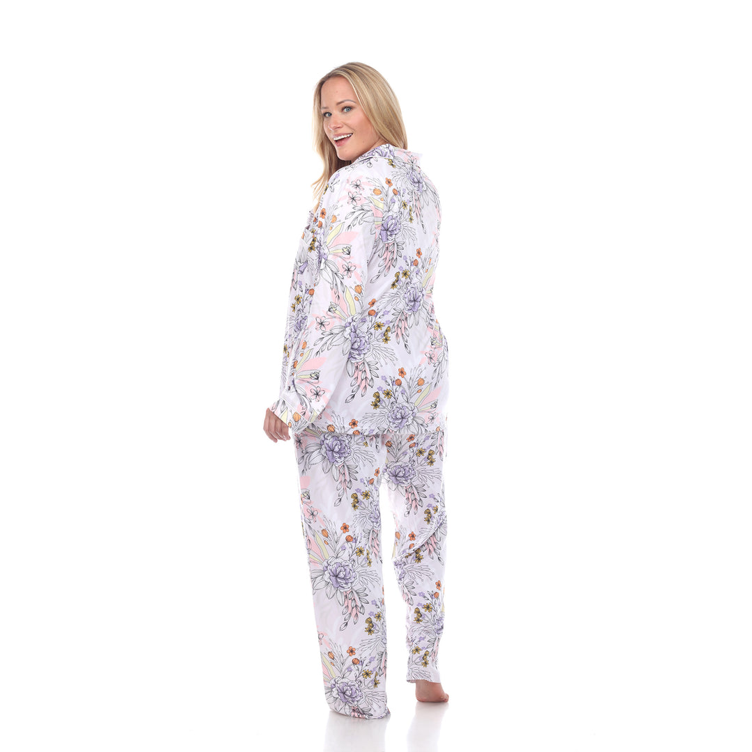 Women's Plus Size Long Sleeve Floral Pajama Set