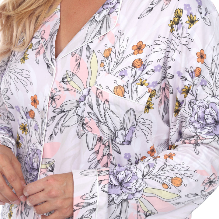 Women's Plus Size Long Sleeve Floral Pajama Set