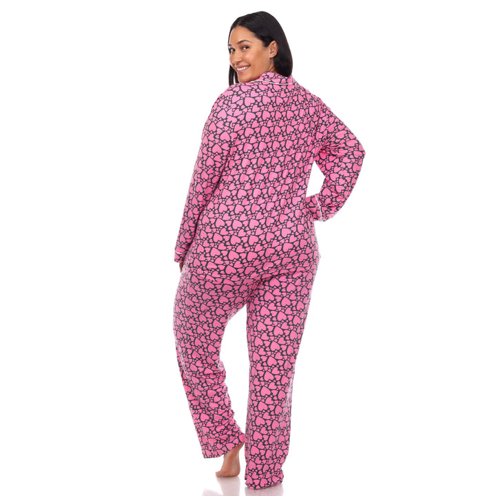 Women's Plus Size Long Sleeve Heart Print Pajama Set
