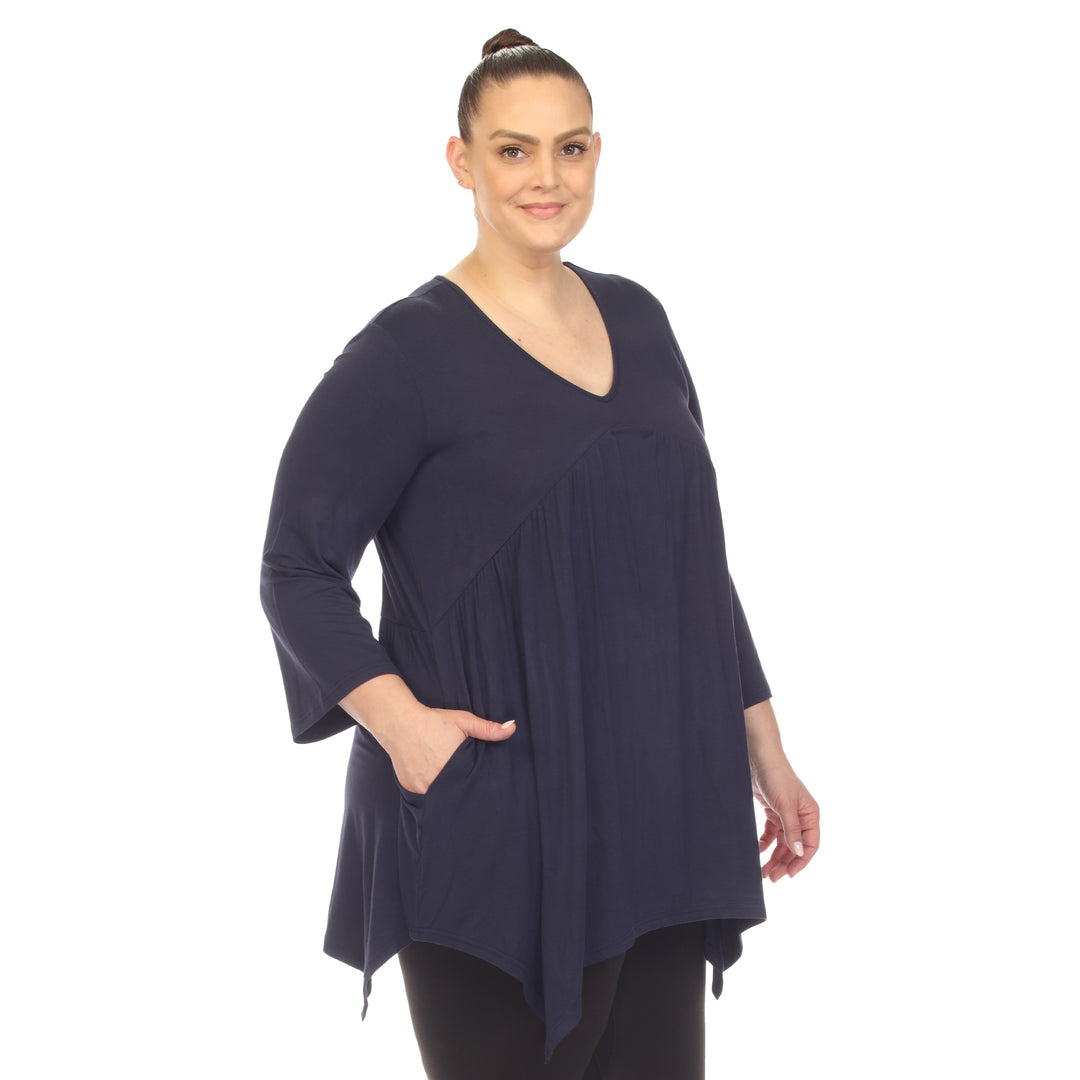 Women's Plus Size Empire Waist V-Neck Tunic Top