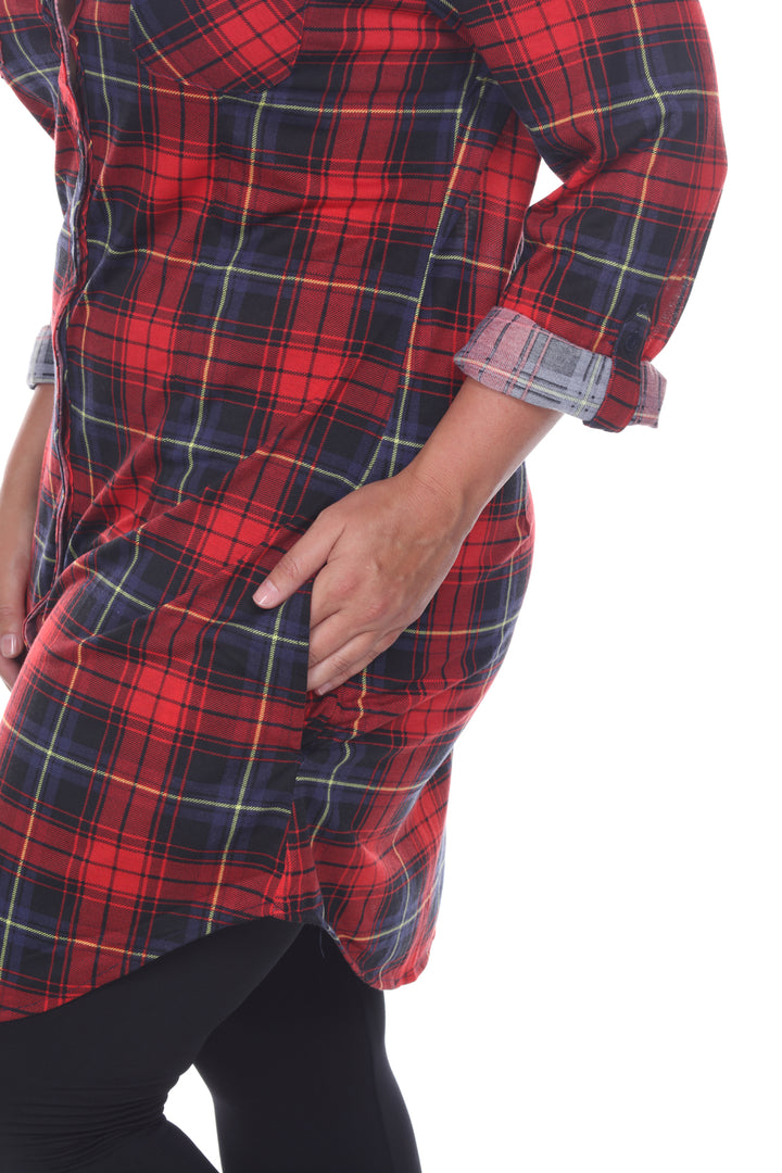 Women's Plus Piper Stretchy Plaid Tunic