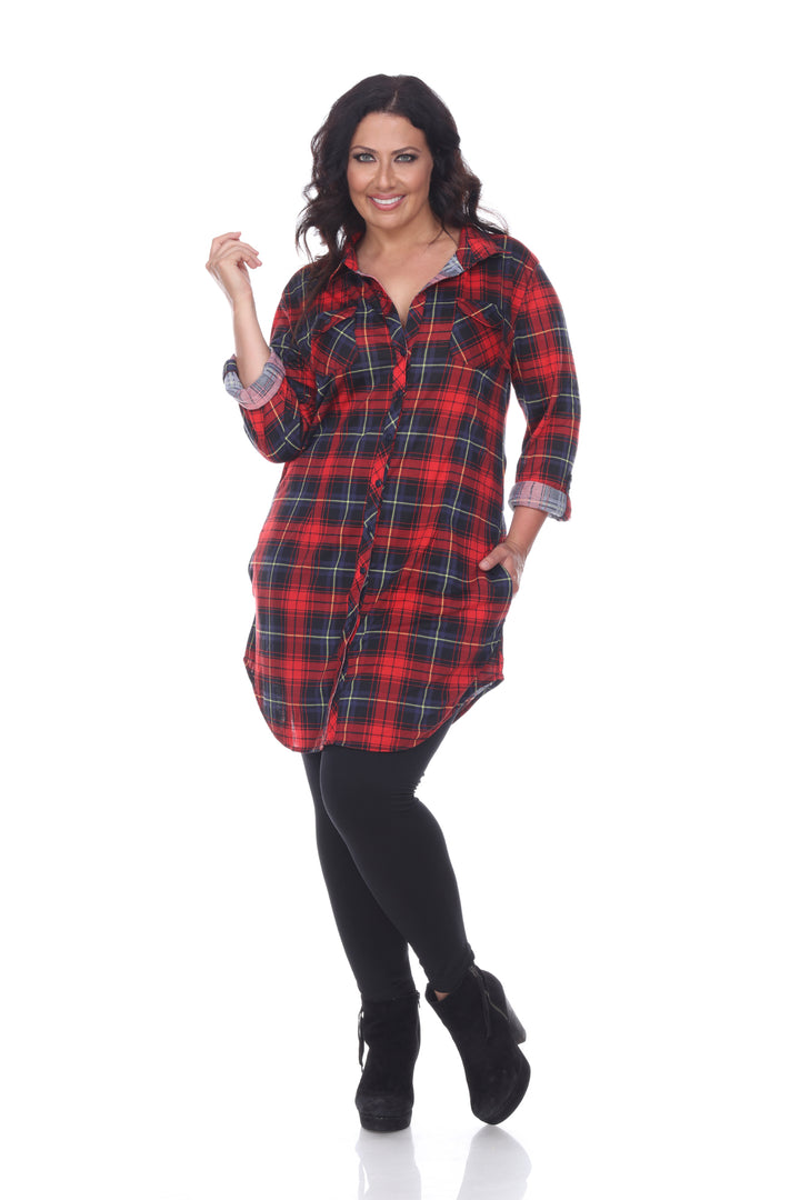 Women's Plus Piper Stretchy Plaid Tunic