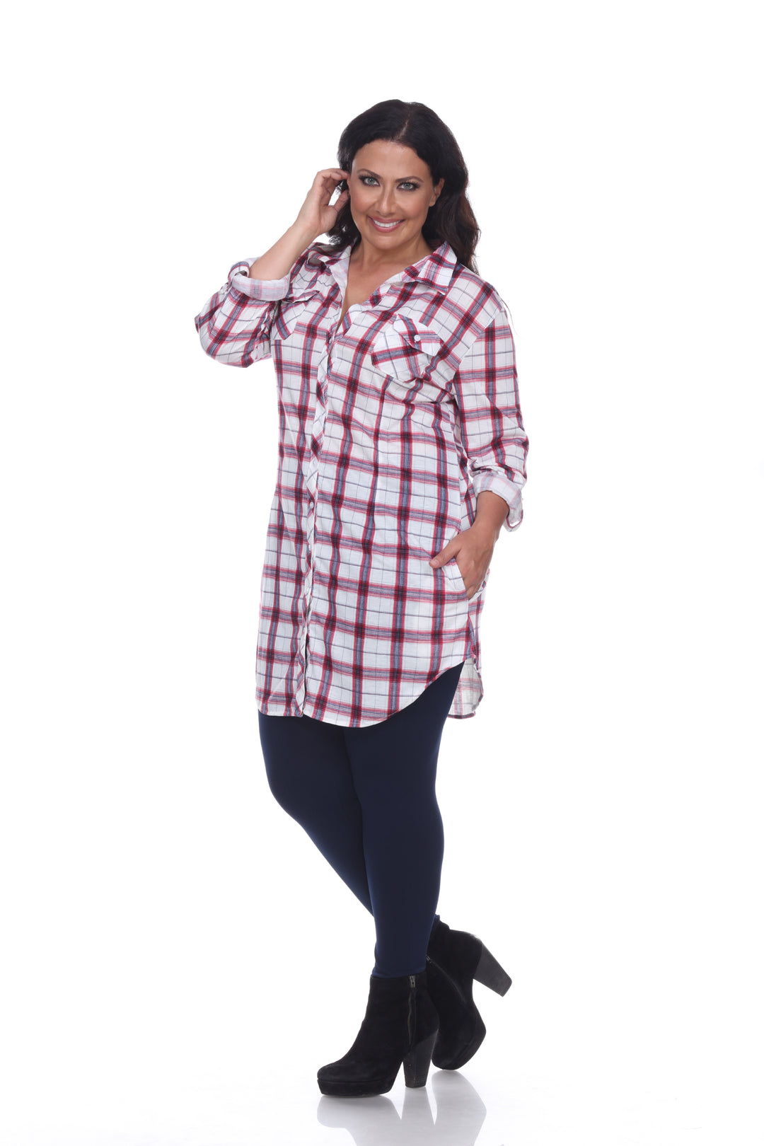 Women's Plus Piper Stretchy Plaid Tunic