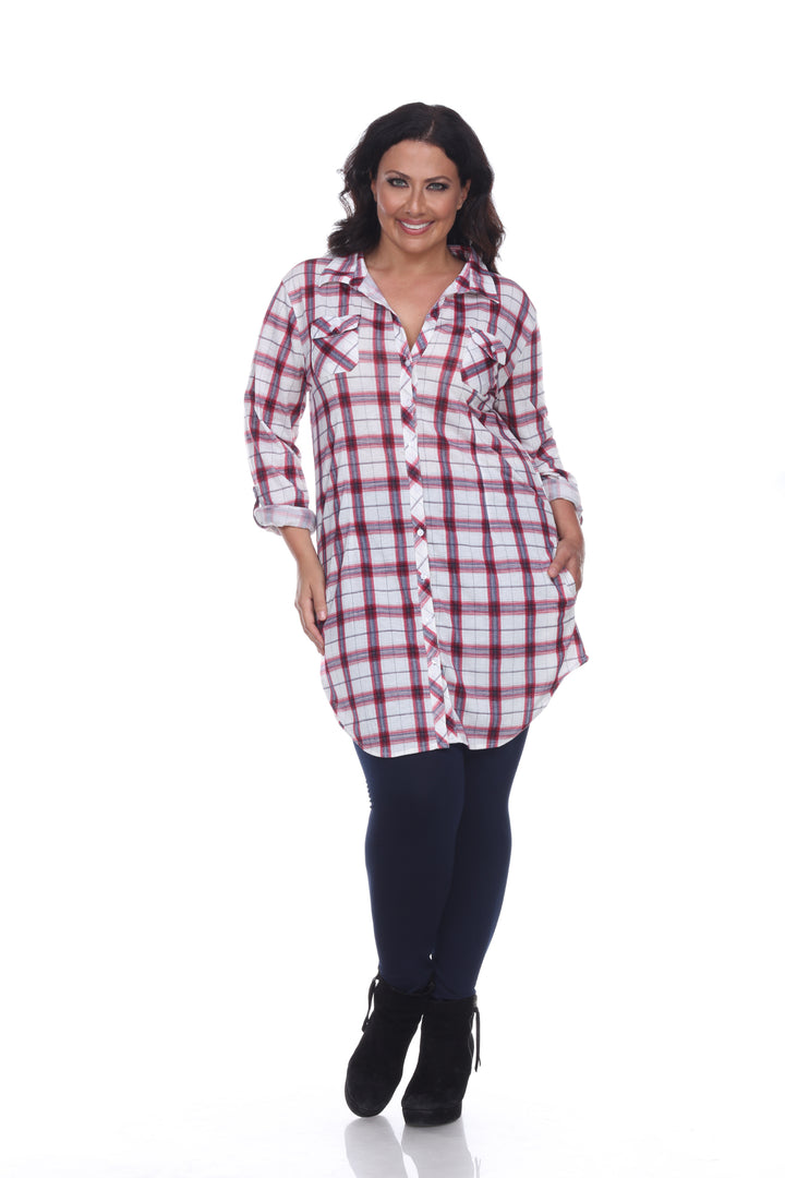 Women's Plus Piper Stretchy Plaid Tunic
