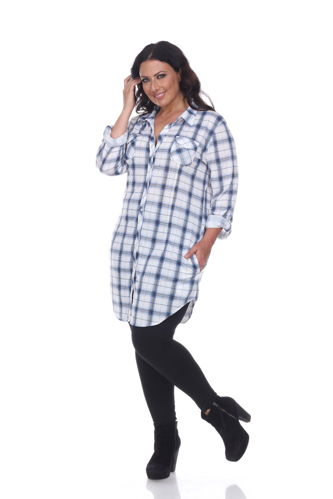 Women's Plus Piper Stretchy Plaid Tunic