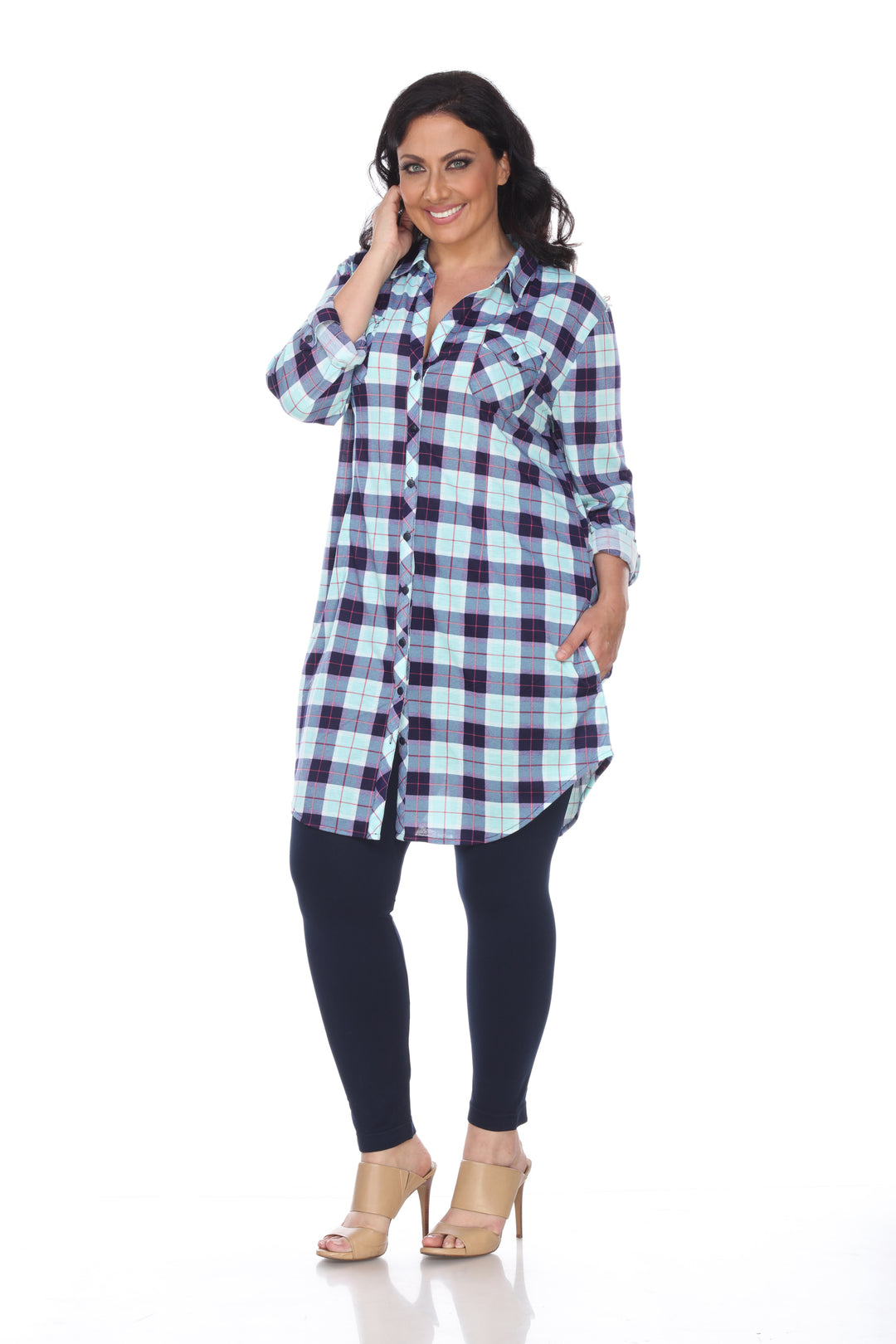 Women's Plus Piper Stretchy Plaid Tunic