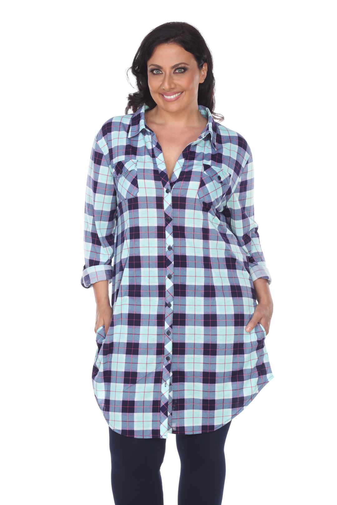 Women's Plus Piper Stretchy Plaid Tunic