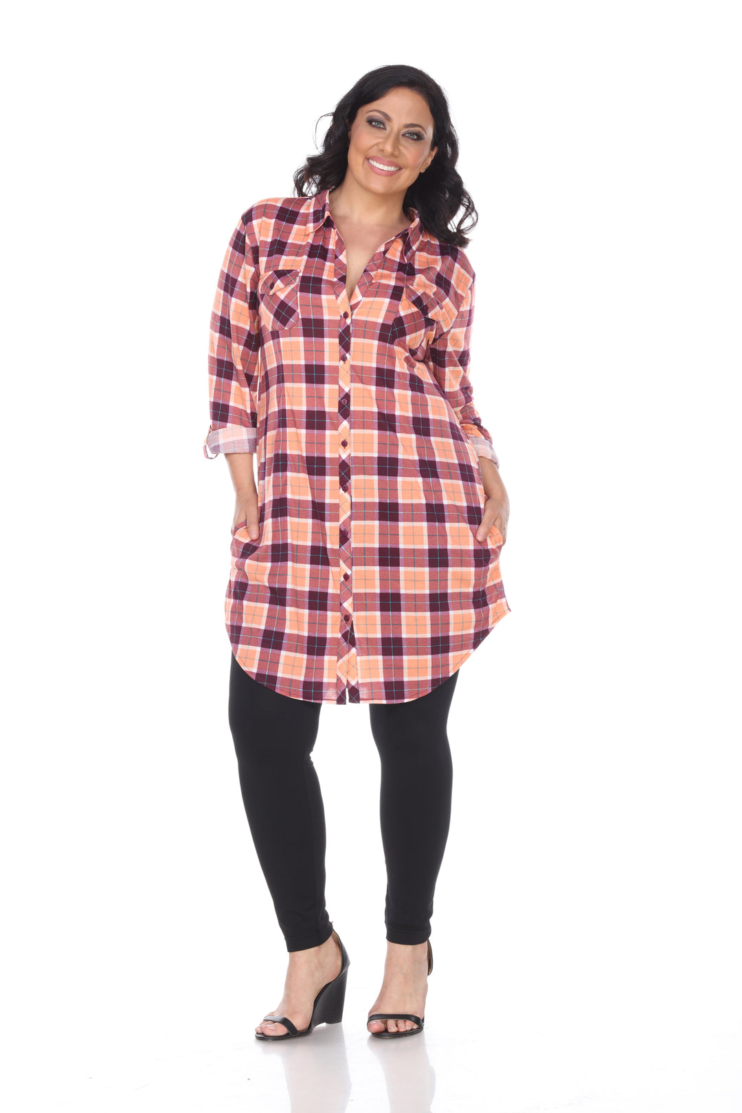 Women's Plus Piper Stretchy Plaid Tunic