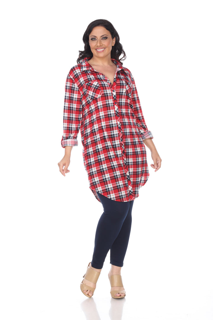 Women's Plus Piper Stretchy Plaid Tunic