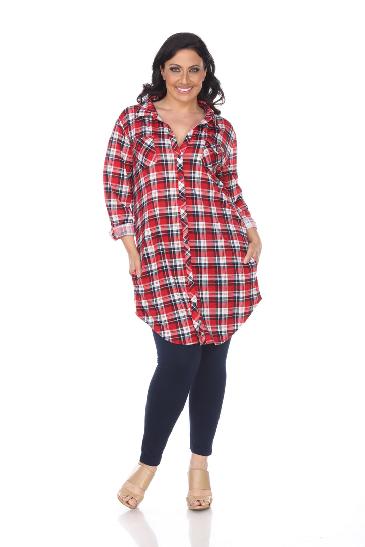 Women's Plus Piper Stretchy Plaid Tunic