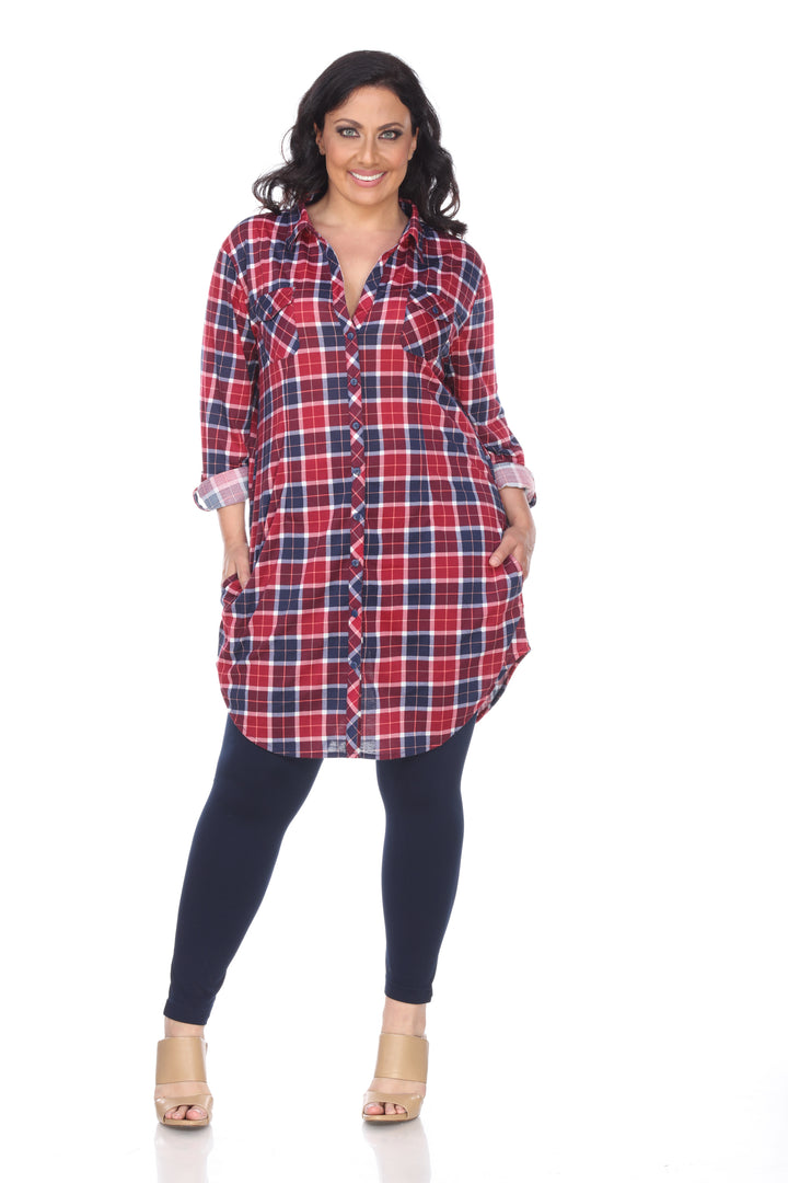 Women's Plus Piper Stretchy Plaid Tunic