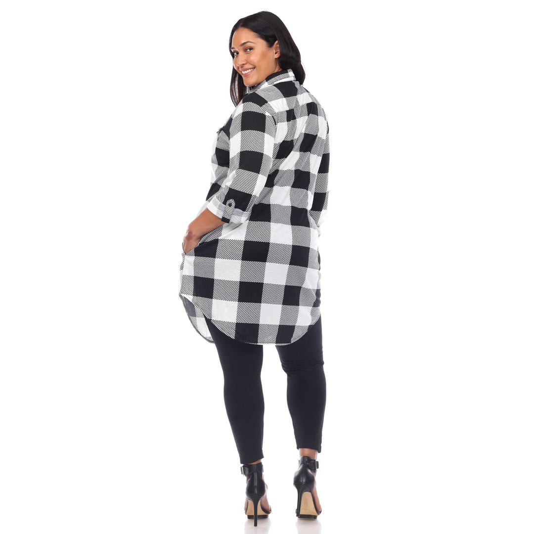 Women's Plus Size Plaid Tunic Shirt