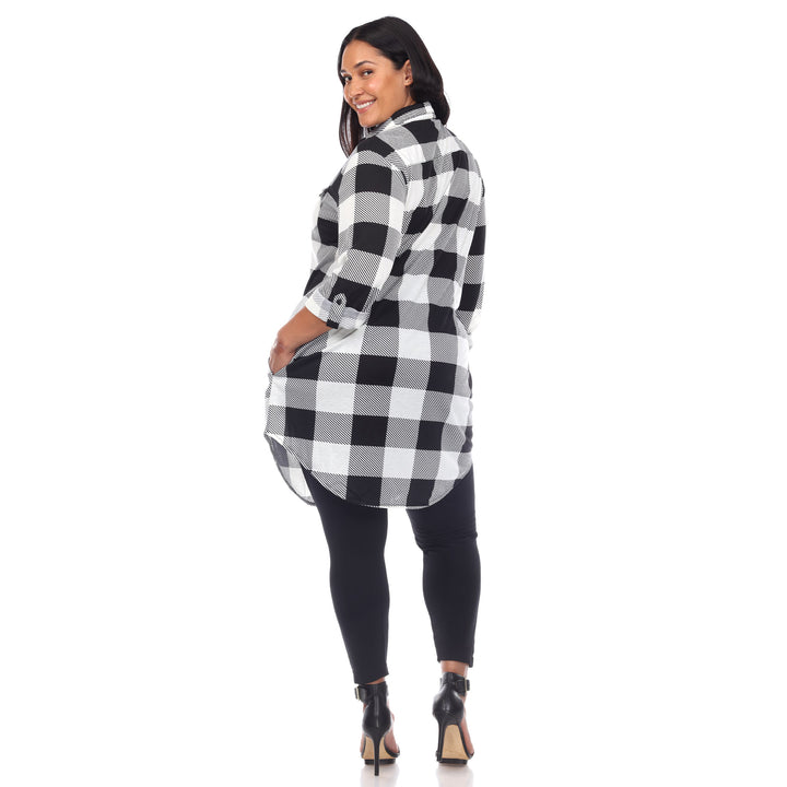 Women's Plus Size Plaid Tunic Shirt