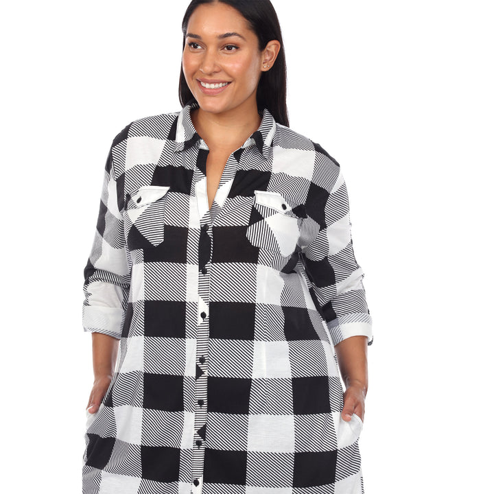 Women's Plus Size Plaid Tunic Shirt