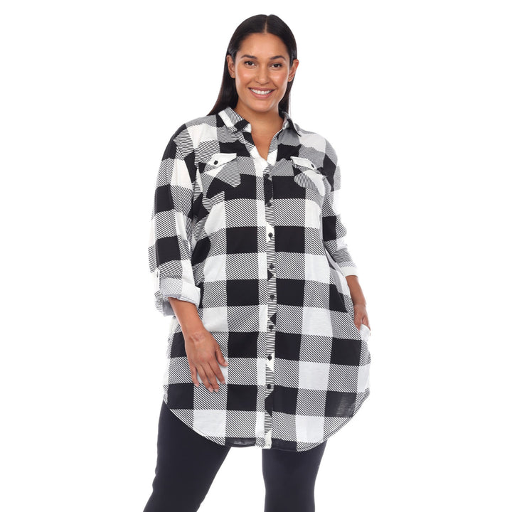 Women's Plus Size Plaid Tunic Shirt