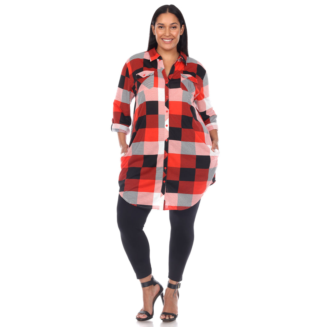 Women's Plus Size Plaid Tunic Shirt