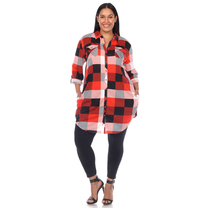 Women's Plus Size Plaid Tunic Shirt