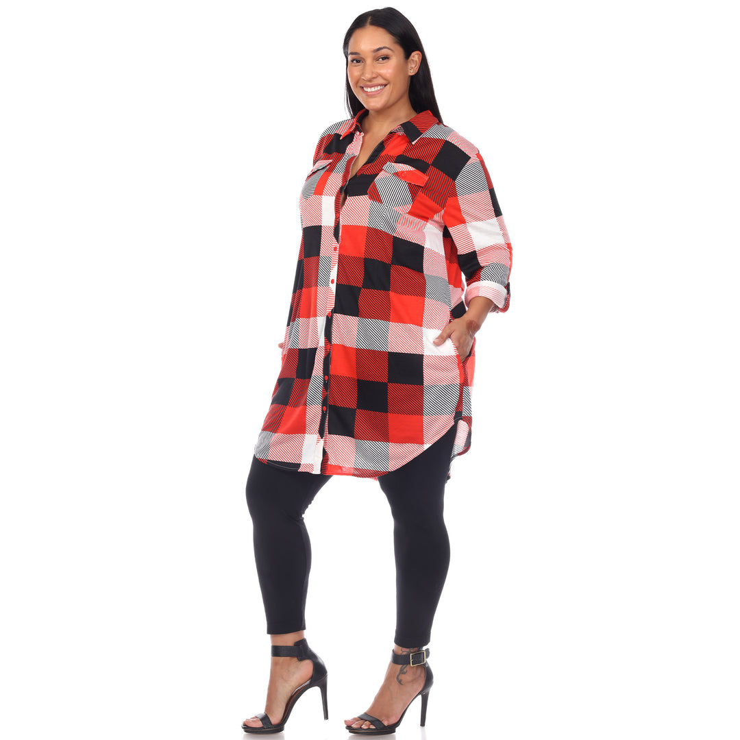 Women's Plus Size Plaid Tunic Shirt