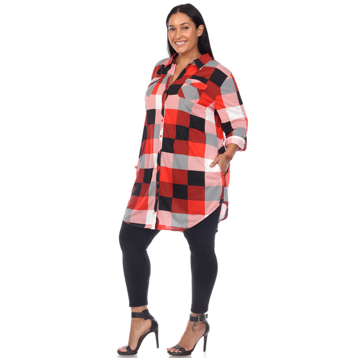 Women's Plus Size Plaid Tunic Shirt