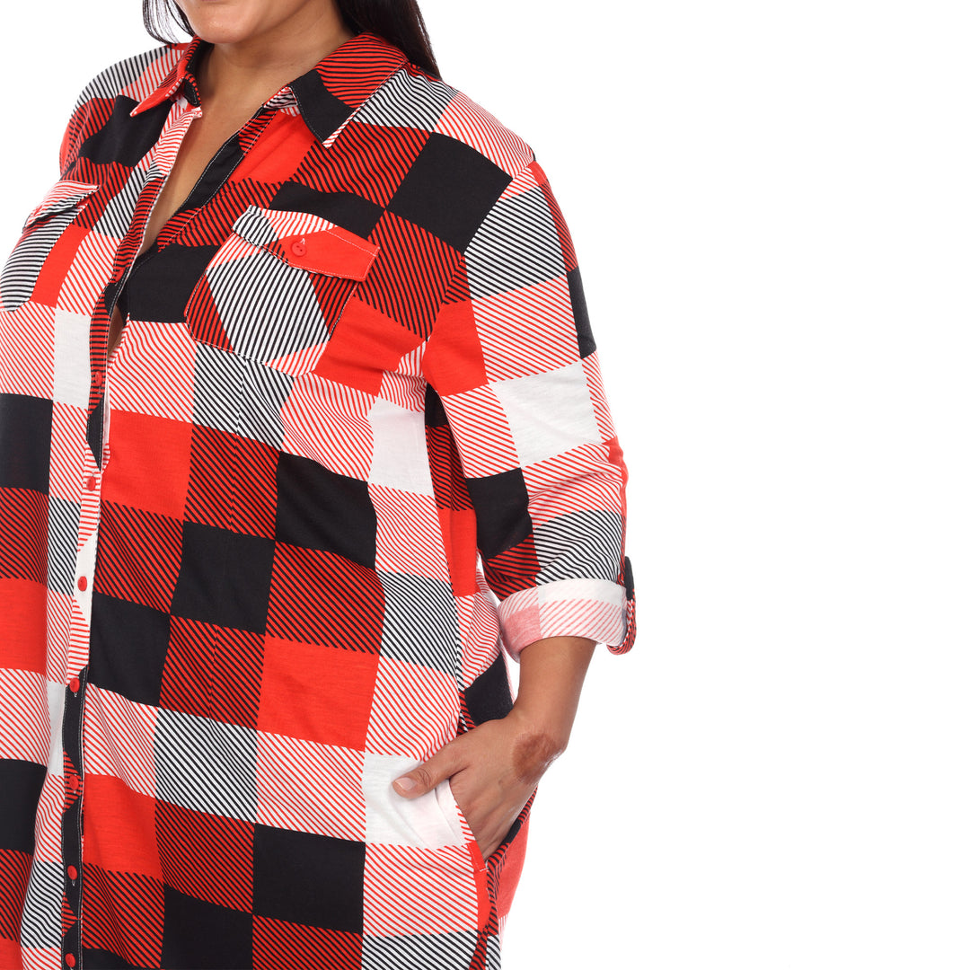 Women's Plus Size Plaid Tunic Shirt