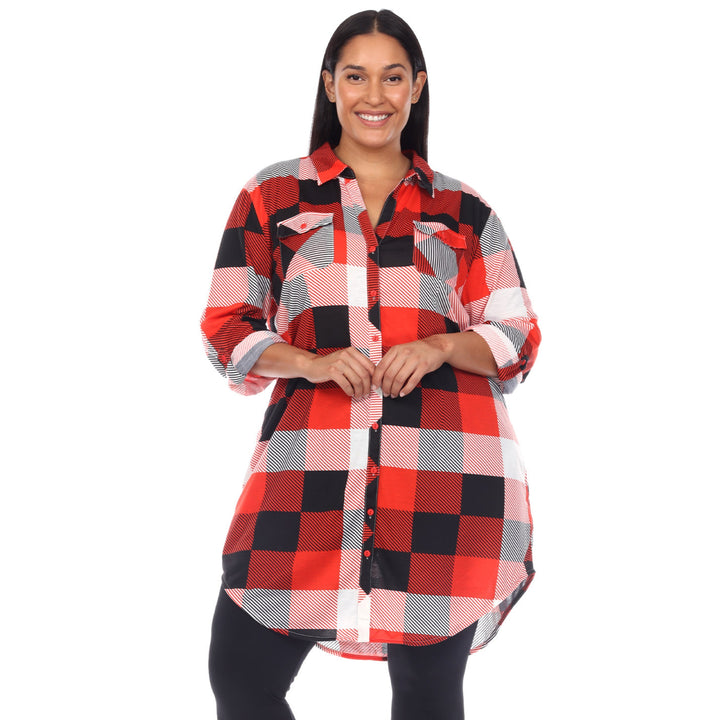 Women's Plus Size Plaid Tunic Shirt
